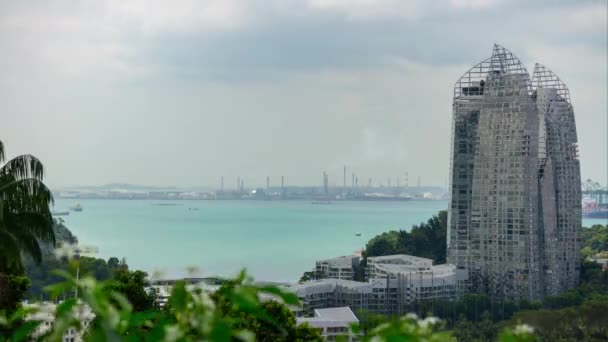 Singapore February 2019 Day Time Singapore City Marina Bay Aerial — Stock Video