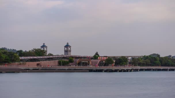 Singapore Februari 2019 Dagtid Singapore City Marina Bay Antenn Panorama — Stockvideo