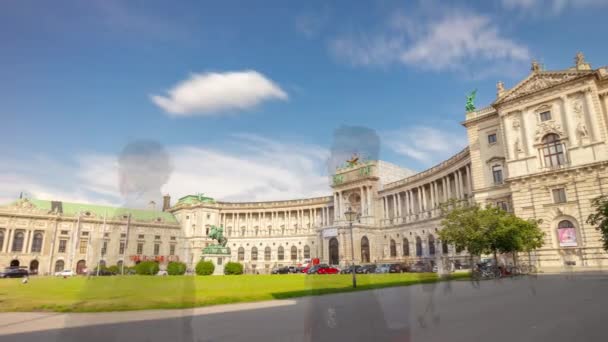 Vienna City Sunny Day Beroemde Kunstmuseum Front Panorama Timelapse Oostenrijk — Stockvideo