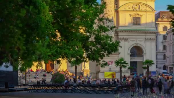 ウィーン市日没時間セントラルパークシネマフェスティバルスクエアパノラマ4Kタイムラプスオーストリア — ストック動画