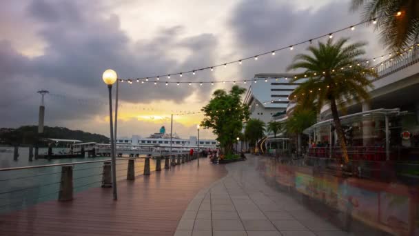 Singapore Februari 2019 Dagtid Singapore City Marina Bay Antenn Panorama — Stockvideo