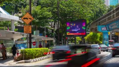 Singapur şehir trafiği havadan panorama 4k timelapse görüntüleri üzerinde gündüz uçuş