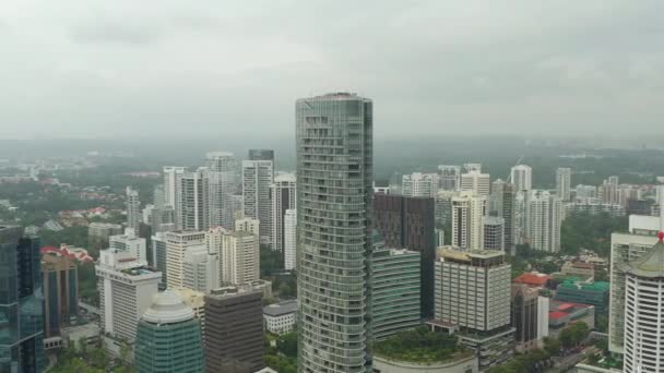 Volo Diurno Sulla Città Singapore Panoramica Aerea Metraggio — Video Stock