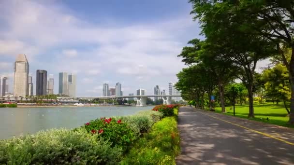 Singapur Febrero 2019 Panorama Aéreo Bahía Marina Ciudad Singapur Durante — Vídeos de Stock