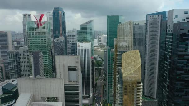 Dag Tijd Vlucht Boven Singapore City Luchtfoto Beeldmateriaal — Stockvideo