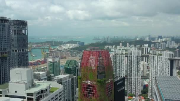 Voo Diurno Sobre Singapura Cidade Panorama Aéreo Imagens — Vídeo de Stock