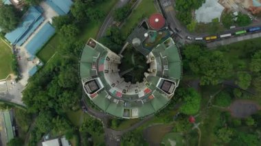 Singapur şehir havadan panorama 4k görüntüleri üzerinde gündüz uçuş