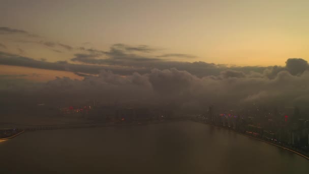 マカオ市曇りの日の空中パノラマ 4K中国 — ストック動画