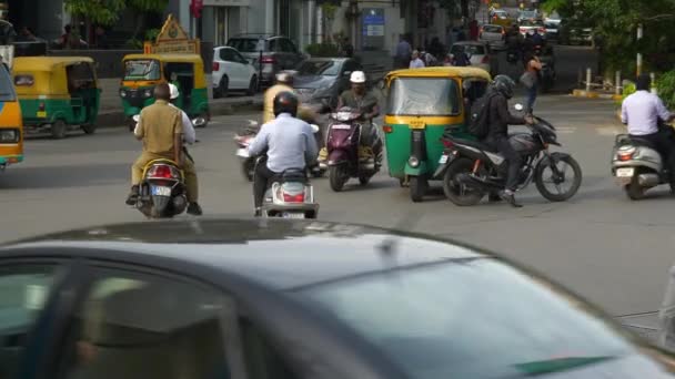 Dag Tijd Bangalore Verkeer Straat Luchtfoto Panorama India — Stockvideo