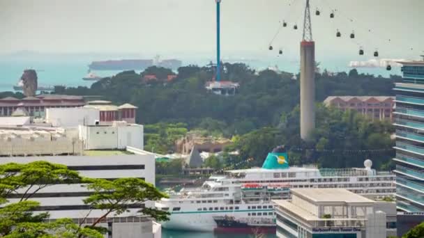 Singapur Aérea Vertical Paisaje Urbano Panorama Timelapse Material Archivo — Vídeos de Stock