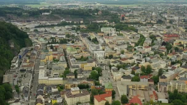 Salzburg Város Napos Este Központi Kerület Virágok Panoráma Ausztria — Stock videók