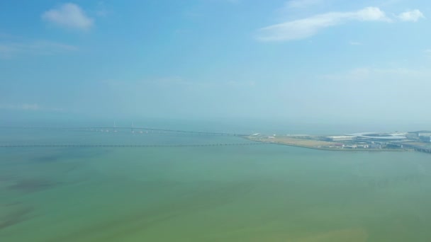 Город Макао Облачно День Воздушный Вид Море Панорама Фарфора — стоковое видео