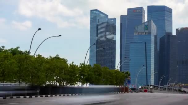 Singapore Februar 2019 Tagsüber Singapore City Marina Bay Traffic Aerial — Stockvideo