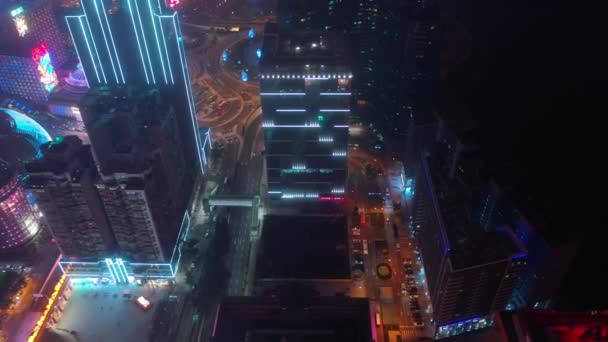 Isla Macao Paisaje Urbano Iluminado Panorama Por Noche Metraje China — Vídeos de Stock