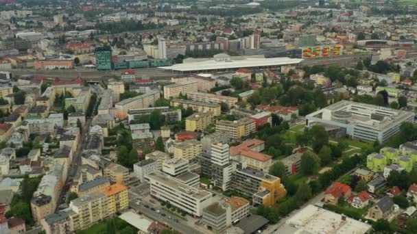 Salzburg Stad Zonnige Avond Centrale Wijk Bloemen Panorama Austrië — Stockvideo