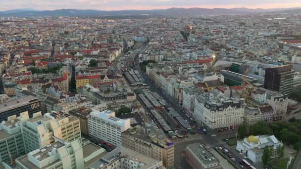 Vienna Cityscape Дневное Время Центральных Улиц Движения Воздушная Панорама Австрия — стоковое видео