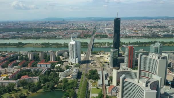 Wien Stadtbild Tagsüber Zentrale Verkehrsstraßen Luftbild Austria — Stockvideo