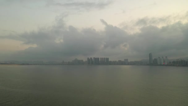 Macao Città Nuvoloso Giorno Aerea Vista Mare China — Video Stock