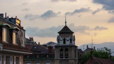 4k Timelapse Cenevre şehir manzarası görüntüsü, İsviçre  