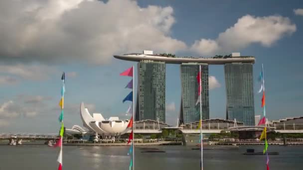 Singapur Únor 2019 Den Singapur Město Marina Bay Slavný Hotel — Stock video