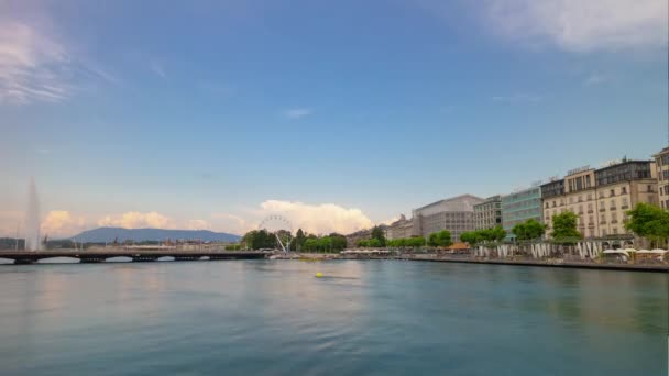Beelden Van Genève Stadsgezicht Panorama Met Meer Zwitserland — Stockvideo