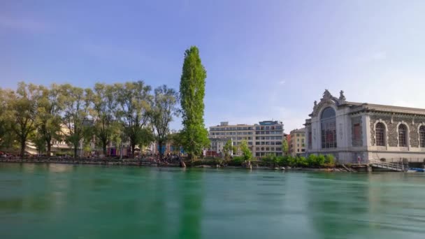Cenevre Şehir Manzaralı Göl Manzarası Sviçre — Stok video