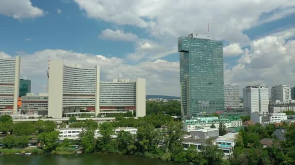 Vienna Stadsgezicht Dag Tijd Centraal Verkeer Straten Antenne Panorama Austrië — Stockvideo