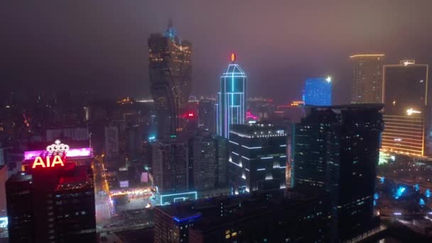 Macao Isola Illuminato Panorama Paesaggio Urbano Notte Filmati Porcellana — Video Stock