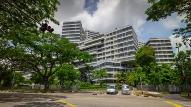 Singapur - 4 Şubat 2019: gündüz singapur şehir marina bay trafik hava panorama 4k circa 4 Şubat 2019 singapur.