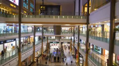 Bangalore City Ünlü Alışveriş Merkezi Ana Salonu İç Panorama 4k Hindistan