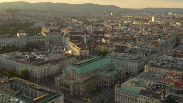 Vídeň Cityscape Den Čas Centrální Dopravní Ulice Letecké Panorama Rakousko — Stock video