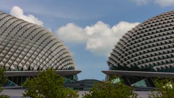 Singapore January 2016 Day Time Esplanade Theatres Bay Downtown Panorama — Stockvideo