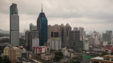 Singapur - 4 Şubat 2019: gündüz singapur şehir marina bay trafik hava panorama 4k circa 4 Şubat 2019 singapur.