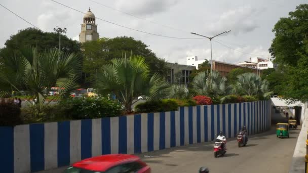 Dag Tijd Bangalore Verkeer Straat Luchtfoto Panorama India — Stockvideo