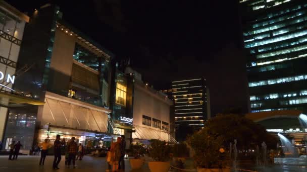 Night Illuminated Bangalore City Crowded Street Square Traffic Panorama India — ストック動画