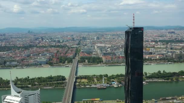 Vienna Cityscape Day Time Central Traffic Streets Aerial Panorama Áustria — Vídeo de Stock