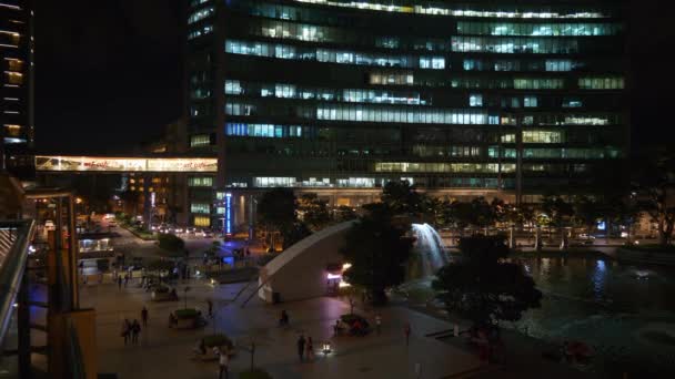 Night Illuminated Bangalore City Crowded Street Square Traffic Panorama India — ストック動画