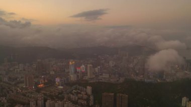 Makao - 2 Şubat 2019: macau cityscape downtown riverside havadan panorama 4k circa 2 Şubat 2019 macau, çin.