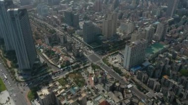 Makao - 2 Şubat 2019: macau cityscape downtown riverside havadan panorama 4k circa 2 Şubat 2019 macau, çin.