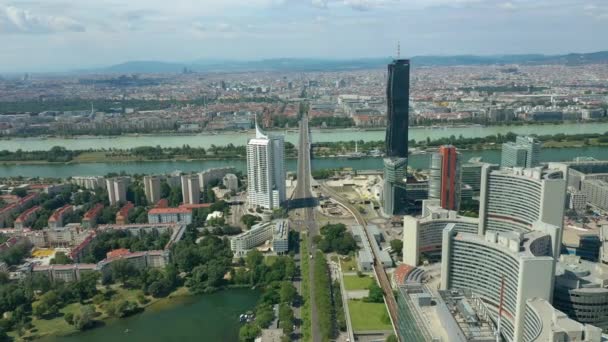 Vienna Cityscape Day Time Central Traffic Streets Aerial Panorama Áustria — Vídeo de Stock