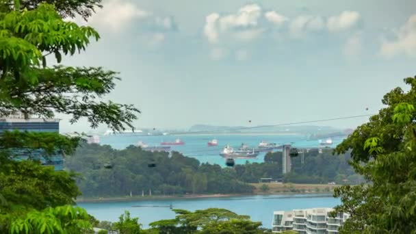 Singapur Aérea Vertical Paisaje Urbano Panorama Timelapse Material Archivo — Vídeos de Stock