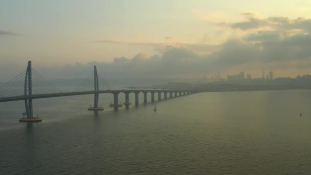 Macau Stadt Bewölkt Tag Luftaufnahme Meer China — Stockvideo