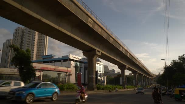 Dag Tijd Bangalore Verkeer Straat Luchtfoto Panorama India — Stockvideo