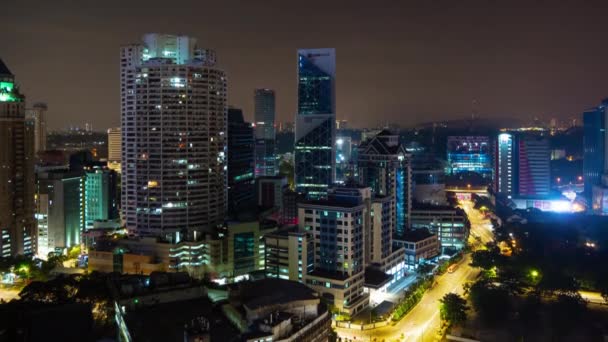 Szingapúr Február 2019 Éjszakai Singapore City Marina Bay Traffic Aerial — Stock videók