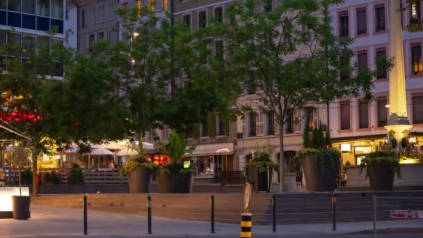 Schweiz Dämmerung Genfer Stadtverkehr Strasse Zeitraffer Aufnahmen Panorama — Stockvideo