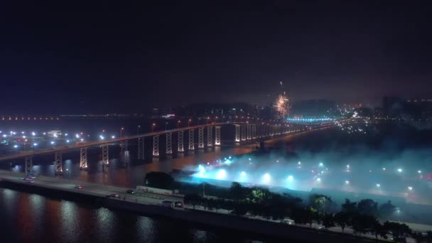 Macau Aydınlatılmış Şehir Bulutlu Gece Hava Sahili Manzaralı Porselen — Stok video