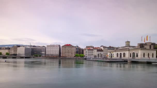 Záběry Panorama Ženevského Města Jezerem Švýcarsko — Stock video