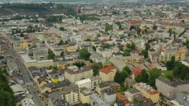 Salzburg Город Солнечный Вечер Центральный Район Цветы Панорама Австрия — стоковое видео