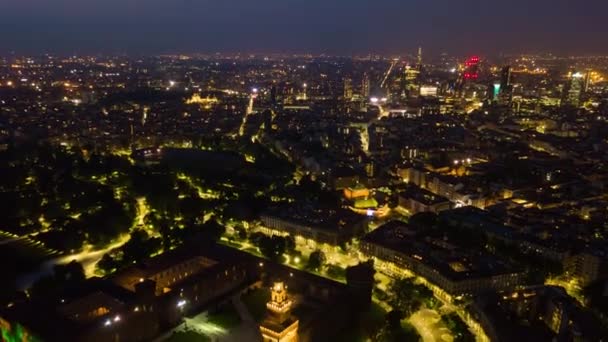 Images Timelapse Panorama Paysage Urbain Milan Nuit Italie — Video