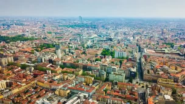 Timelapse Kuvamateriaalia Milanon Kaupunkikuva Panoraama Päivällä Italia — kuvapankkivideo